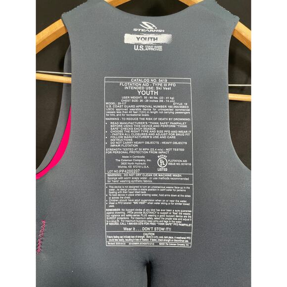 Pink Stearns Youth Hydroprene Vest - Picture 6 of 6